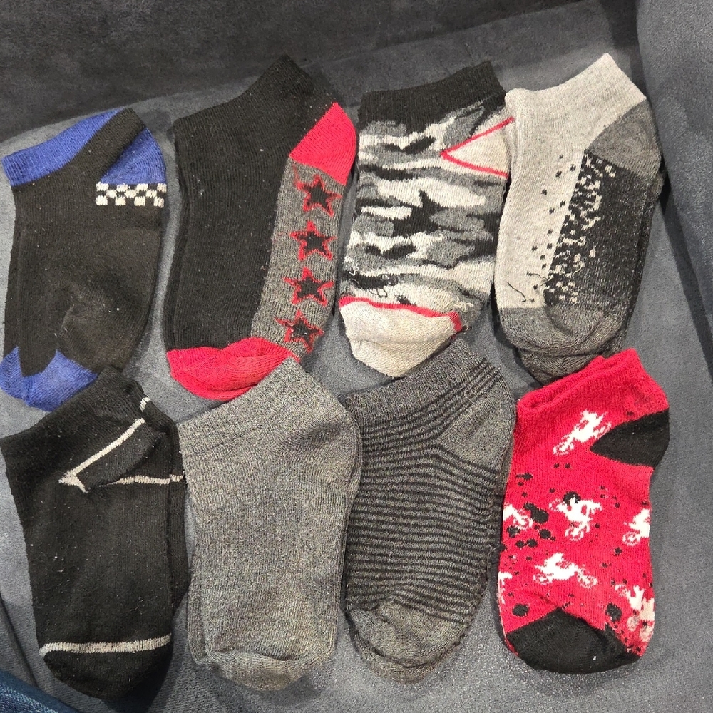 Assorted Ankle Socks - Black, Red, Gray